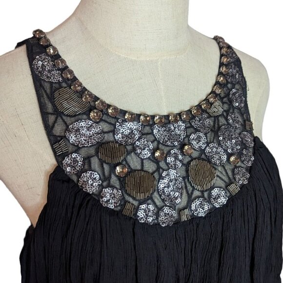 BCBGMaxAzria Gatsby Jane Beaded Silk Sleeveless Chiffon Cocktail Dress 6 - Picture 2 of 7